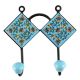 Ceramic Floral Tile Hook in Turquoise